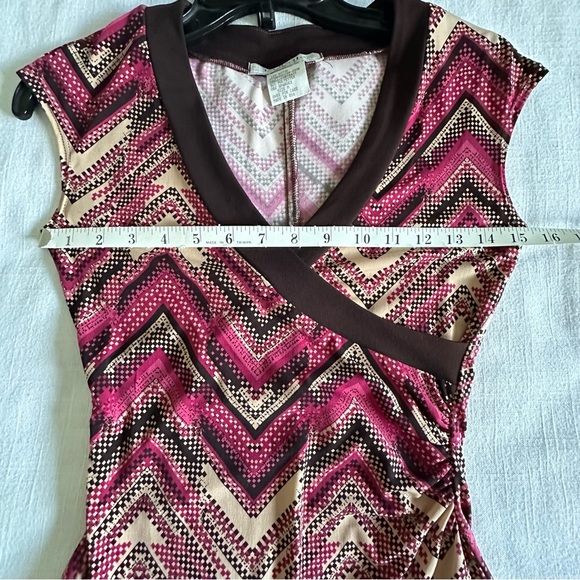 Vintage La Belle Dress Womens Medium Chevron V Neck Stretch Slinky Retro USA - Picture 7 of 10